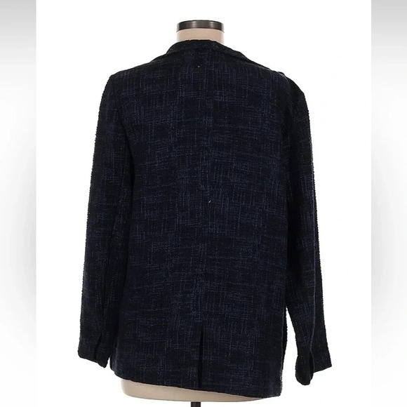Eileen Fisher Crosshatch Cotton Tencel Stretch Navy Jacket Size Medium M EUC - Picture 4 of 10